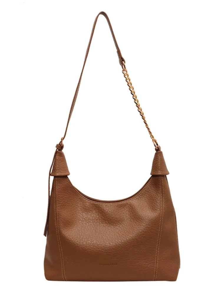 Large Capacity Commuting Tote Bag For Women Fashion New Soft Leather Shoulder Crossbody Bags Simple Texture Niche Female Handbag