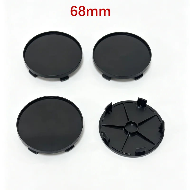 Universal Black Chrome Silver Blank Base Rim Cap Set - 4 Pieces