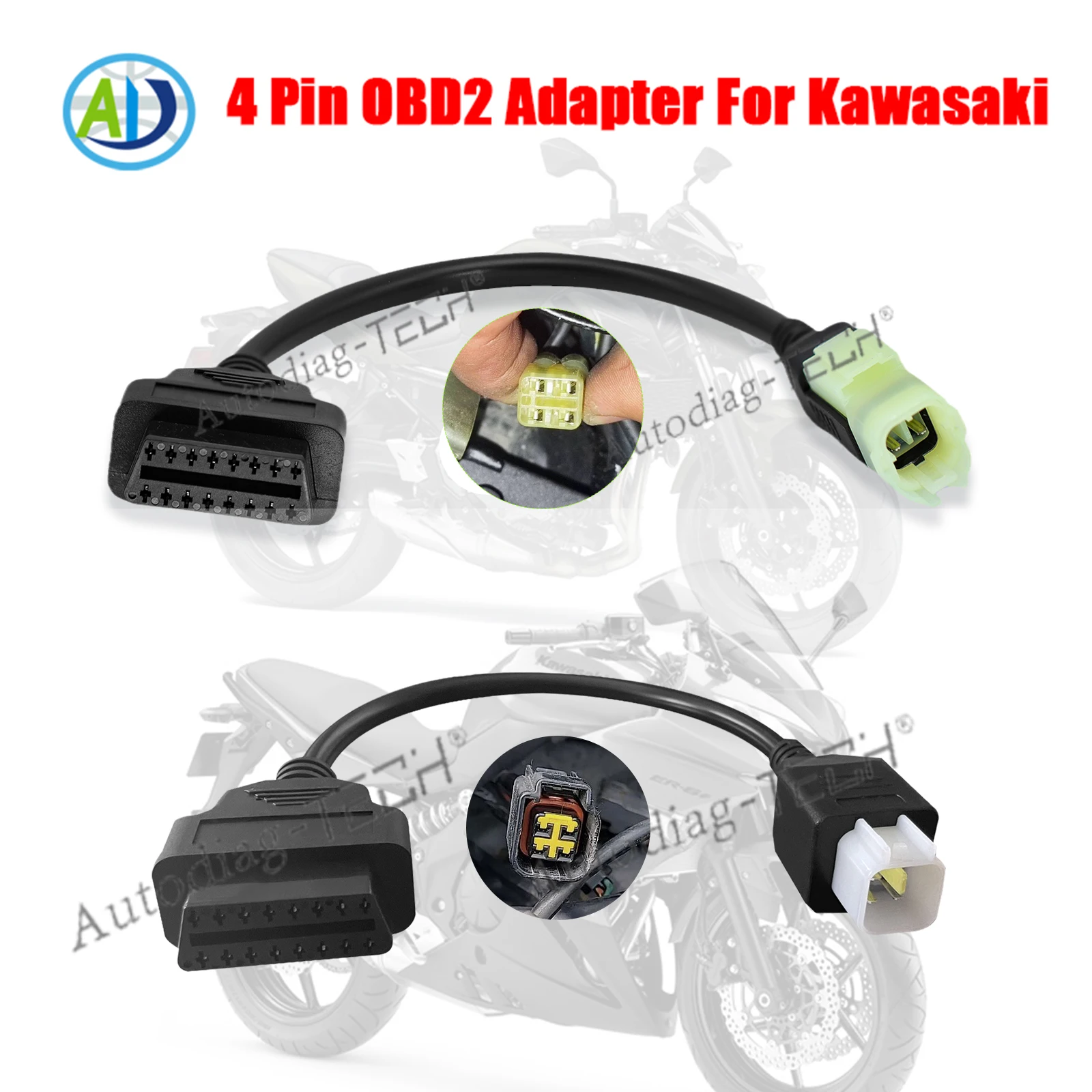 4Pin OBD2 Adapter For Kawasaki Z250 Z650 Z1000 ER6N EX650F
