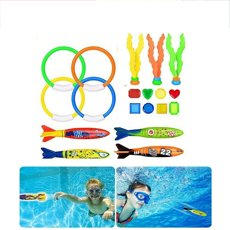 

19X Plastic Underwater Swim Pool Diving Toys Sets Water Fun Swimming Pool Toy Kids Outdoor Game Gift For Swimming Training