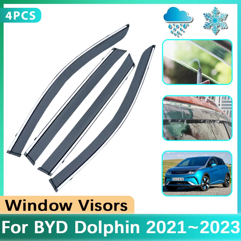 

Car Window Visor For BYD Dolphin EA1 Accessories 2023 2022 2021 Atto 2 Windshield Rain Sun Guard Cover Deflectors Auto Stickers