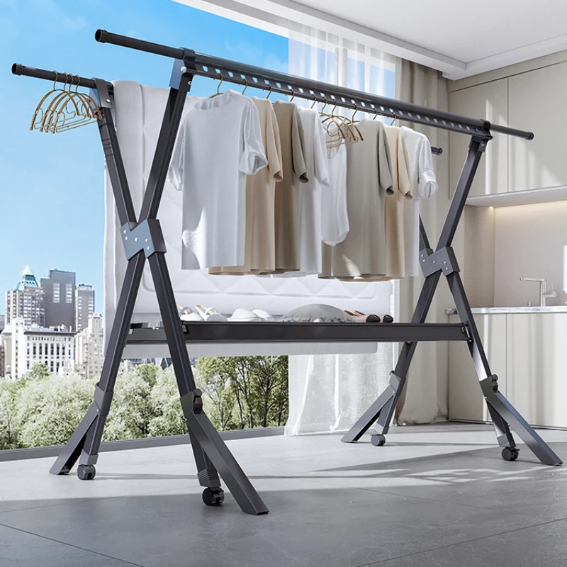 

Balcony clothes hanger, foldable floor to ceiling drying rack, indoor and outdoor telescopic