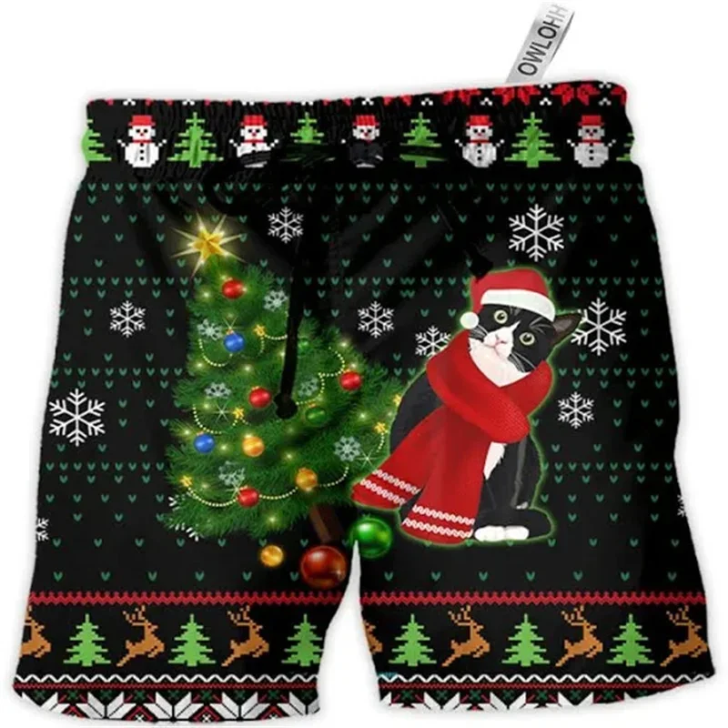 Merry Christmas Santa Claus Men Shorts 3D Print Funny Xmas Unisex Y2k Board Short Pants Summer Hawaii Swimsuit Surf Swim Trunks 5