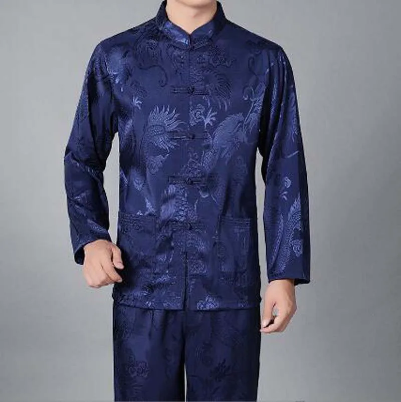 Tanie Hot Sale New Chinese Traditiona Men Silk Satin Kung Fu Suit Tang sklep