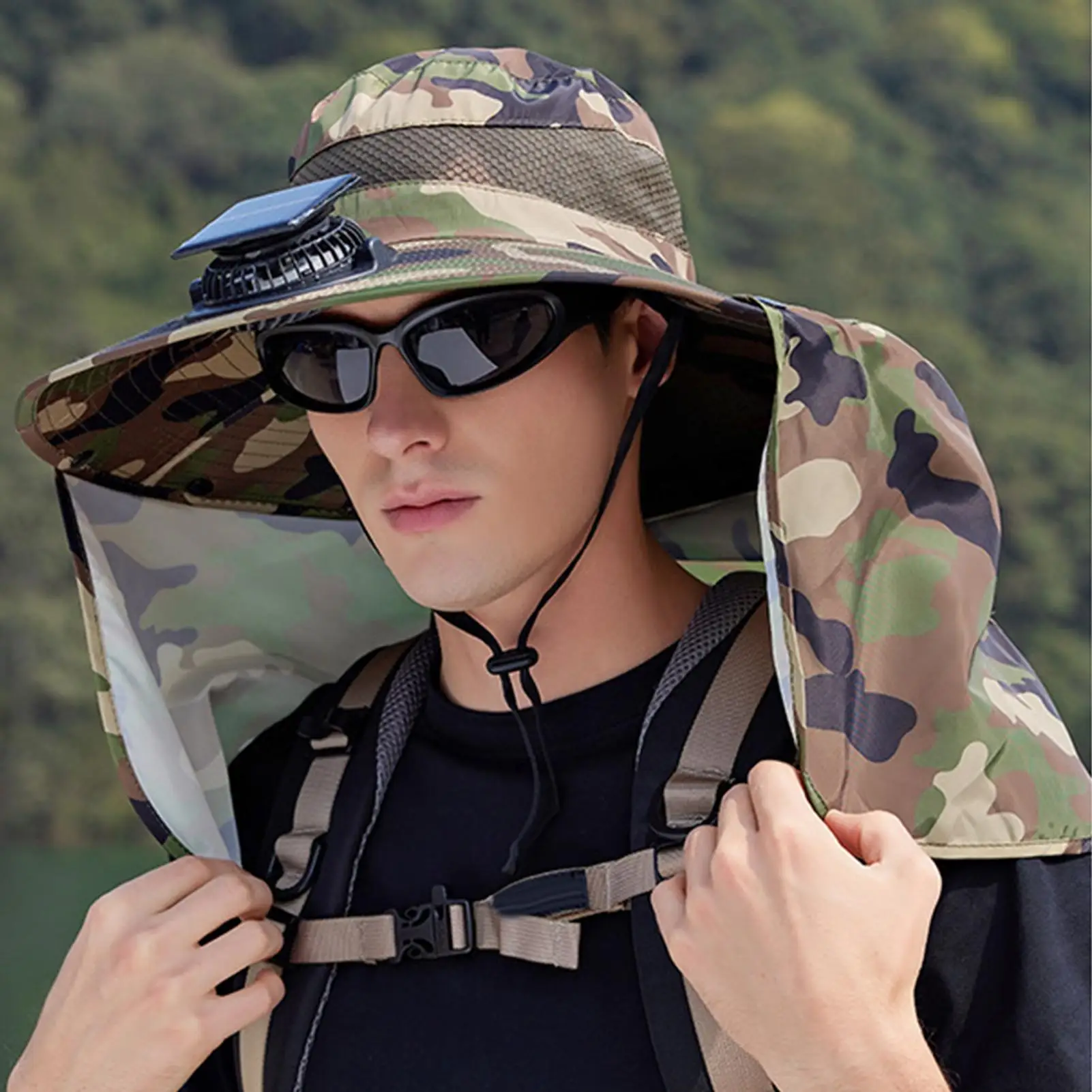 2025 Solar-Powered Outdoor Cooling Fan Hat With Adjustable Brim - UV Protection Sun Cap For Fishing, Hiking & Summer Travel