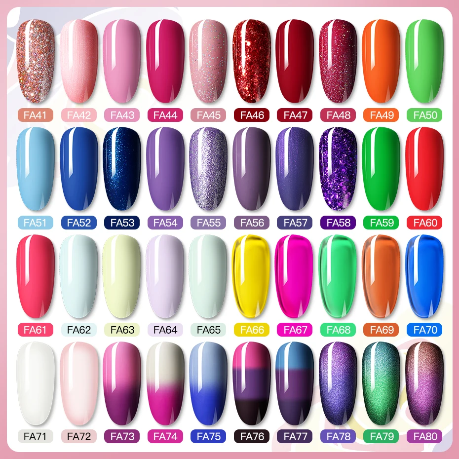 ROSALIND 80 Colors Gel Nail Polish Hybrid Varnish Semi Permanent Nail Art Soak Off UV Lamp Nail Gel Top Base Coat