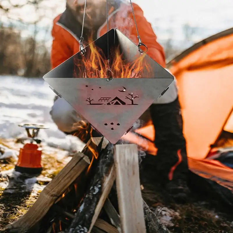 Outdoor Triangle Wood Burning Stove Portable Camp Fire Wood Stove Stainless  Steel Bonfire Stand Folding Stove For Hiking Camping - AliExpress