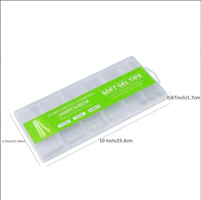 240Pcs Extra Long C Curve Nail Tips Clear False Nail Tips For Gel Acrylic Press On Nails Professional Home DIY With Box 4