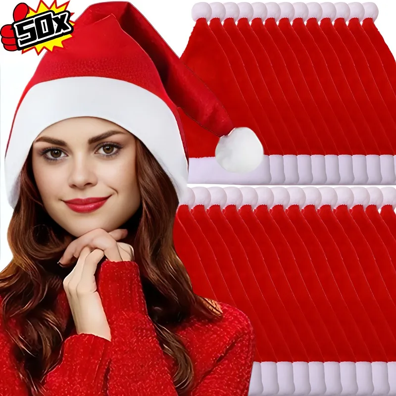 Christmas Hats Adults Kids Non-woven Red Santa Claus Hat Merry Christmas Home New Year Gifts Festive Party Supplies