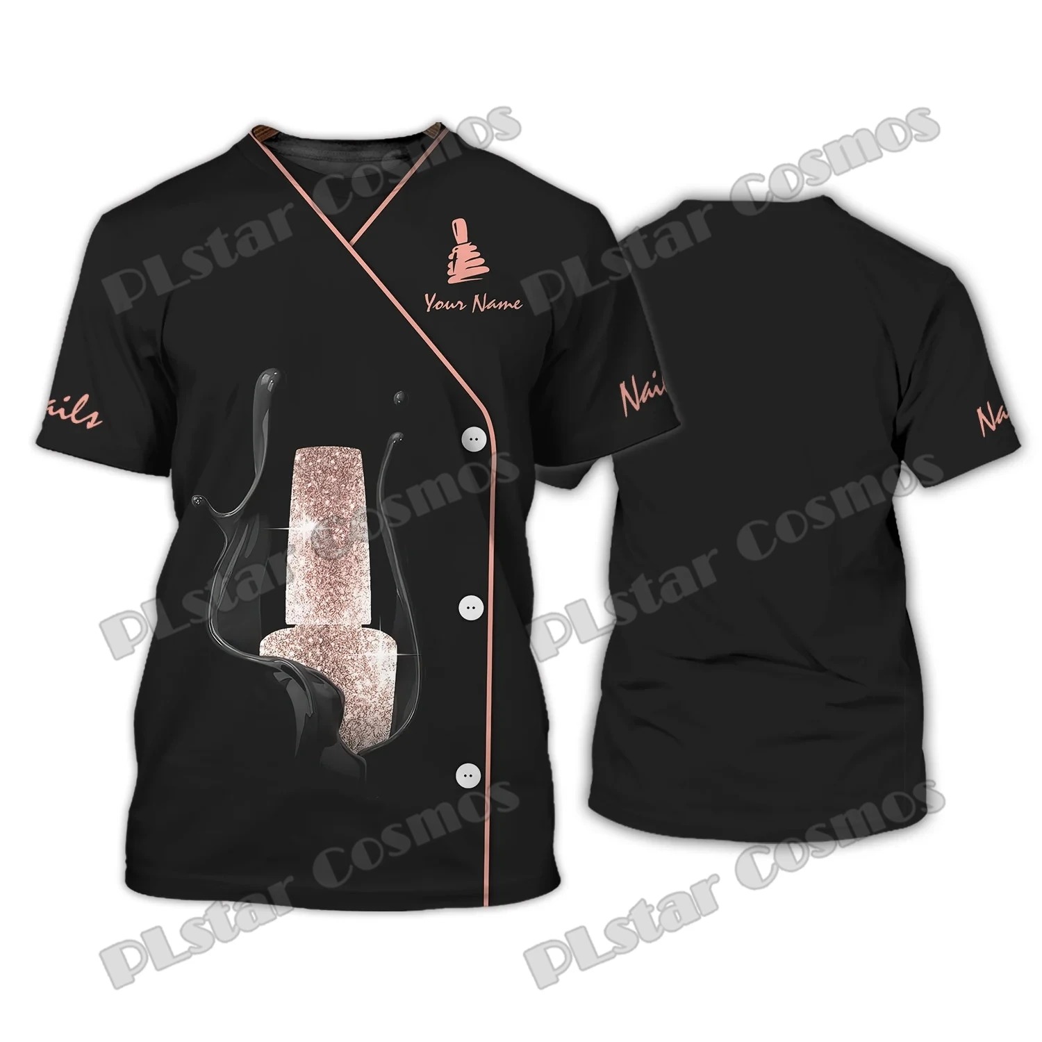 PLstar Cosmos Nail Artist Personalisierter Name 3D-gedrucktes Herren-T-Shirt Sommer Unisex Casual T-Shirt Geschenk für Manikürist DW219 – Detail 14