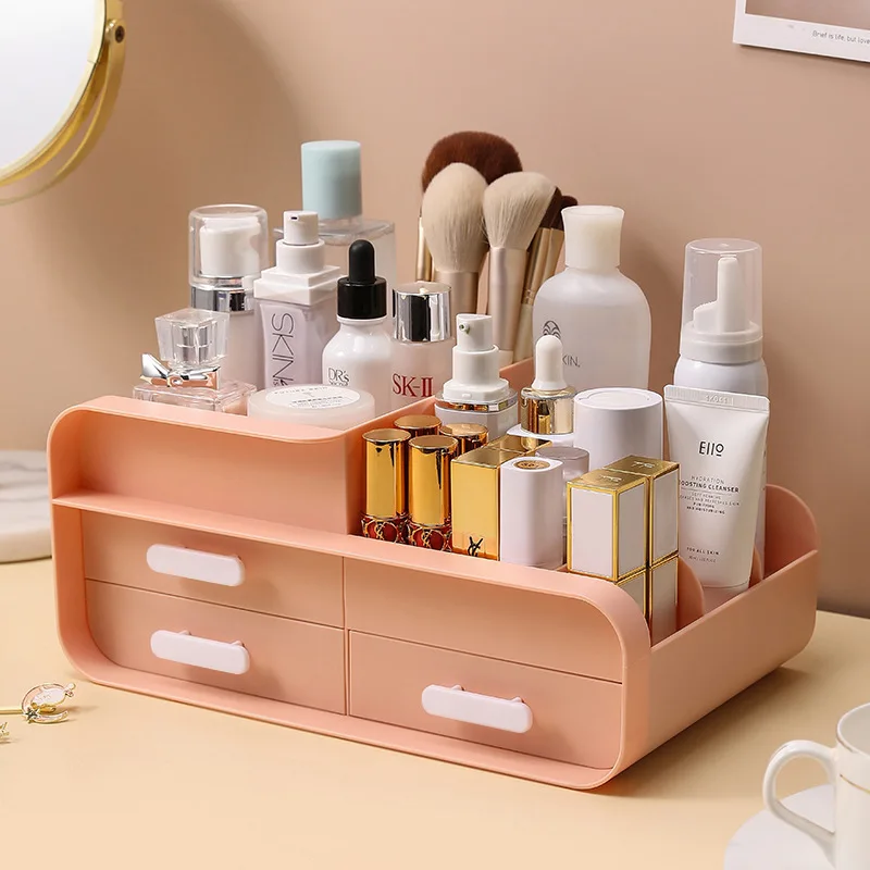 Cosmetics Storage Box Makeup Storage Rack with Drawer Desktop Organizer Dressing Table Skincare Lipstick Rack Applicable Room