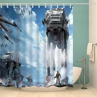 Star Galaxy War Space Shower Curtain Blue Sky Troopers Panel Polyester Waterproof Fabric Plastic Hook Included 1
