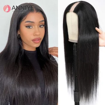 Parte a U fatta a macchina Parrucca con parte a U Parrucca diritta per capelli umani Parrucca con parte a U senza colla Parrucche per capelli umani Miscela con la tua linea sottile ANNIYE
