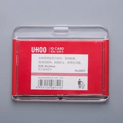 Clear Lanyard Badge and Card Holder for Office and Student Use (Red)
