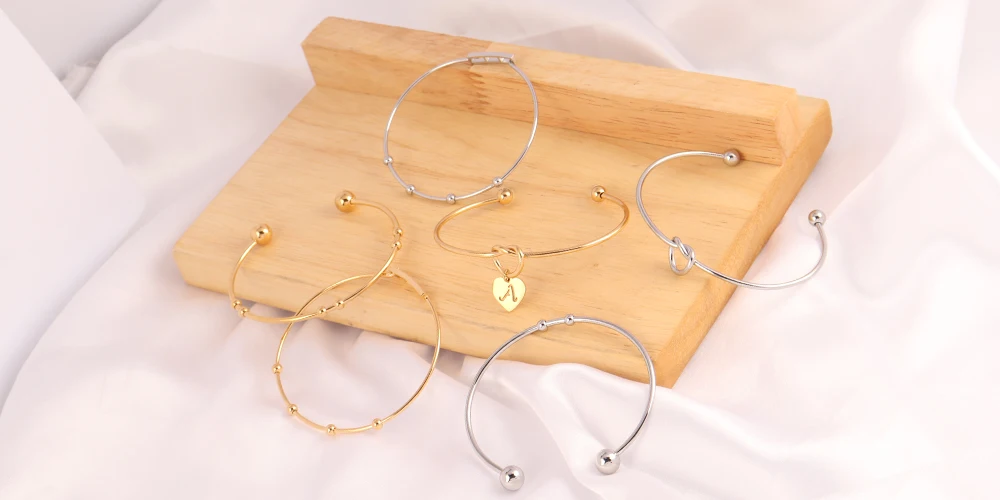 2 teile/los Gold Edelstahl Erweiterbar Armreif Schmuck Erkenntnisse Einstellbare Armreif für Schmuck Machen Liefert – Detail 2