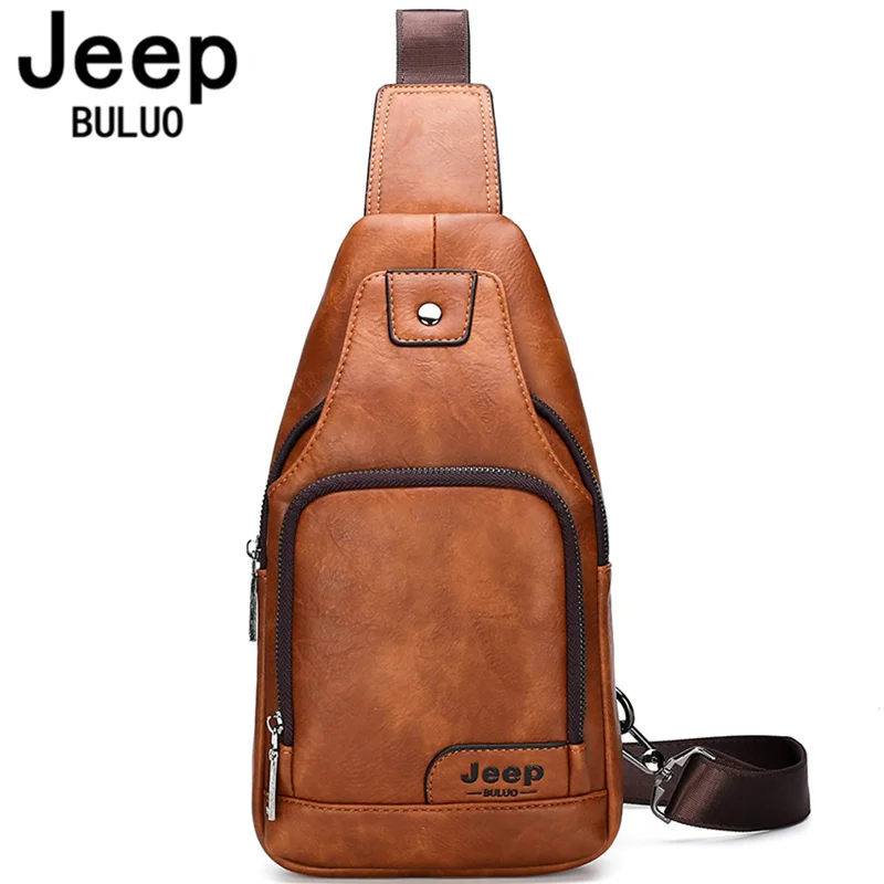 JEEP BULUO-Bolso cruzado informal para hombre, bolsa de pecho de mensajero de viaje corto, a la moda, resistente al agua