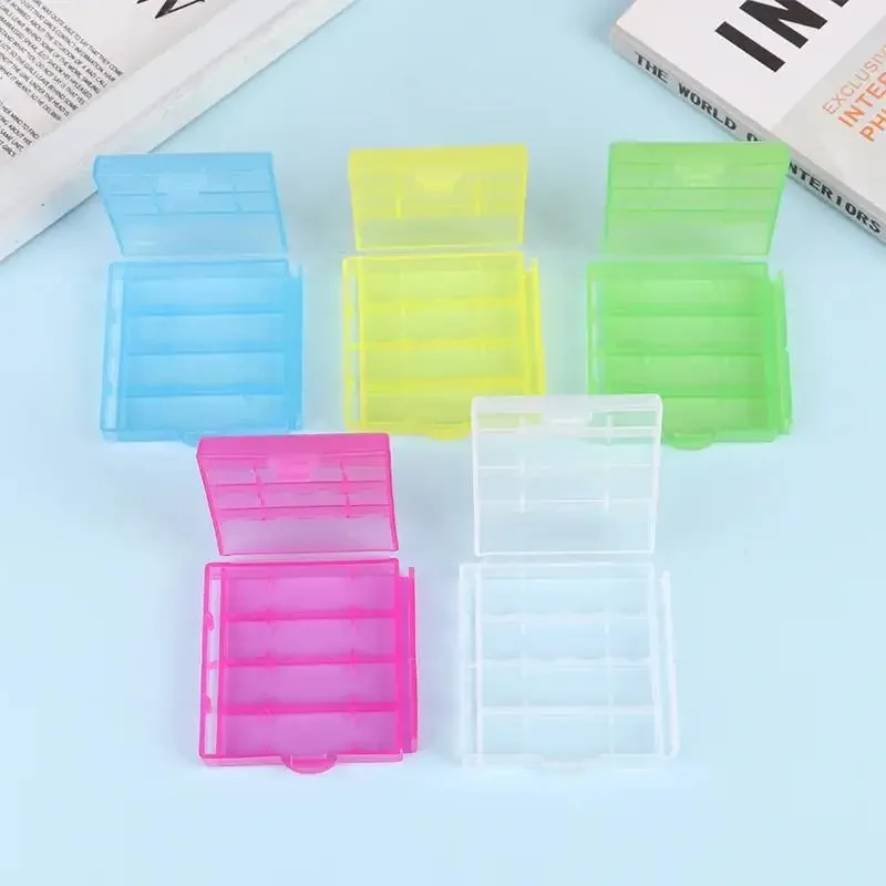 5pcs Transparent Plastic Battery Storage Box Suitable for AA/AAA Battery Energy-saving Container Bracket