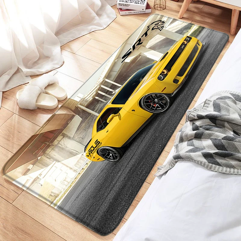 

Floor Mat Living Room Carpet SRT Hellcat Challenger Car Racing Doormats Pets Rug Bath Mat Kitchen Hallway Foot Rugs Home Decor