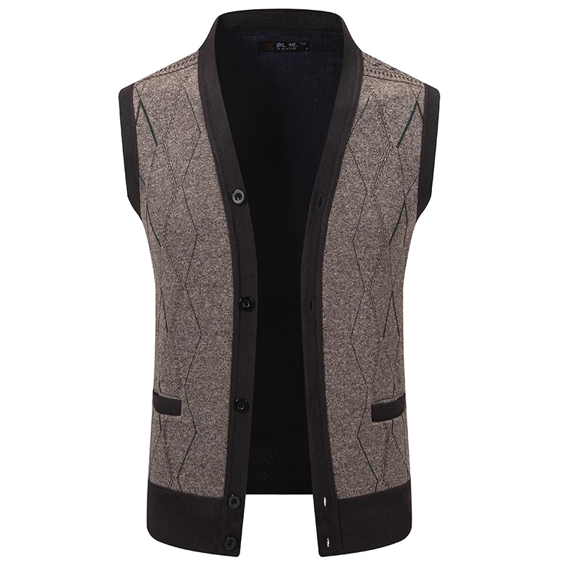 Men's Cardigan Sweater Vest men sweater vests mens knitted vest Autumn and Winter Warm Slim Knit Waistcoat For Men