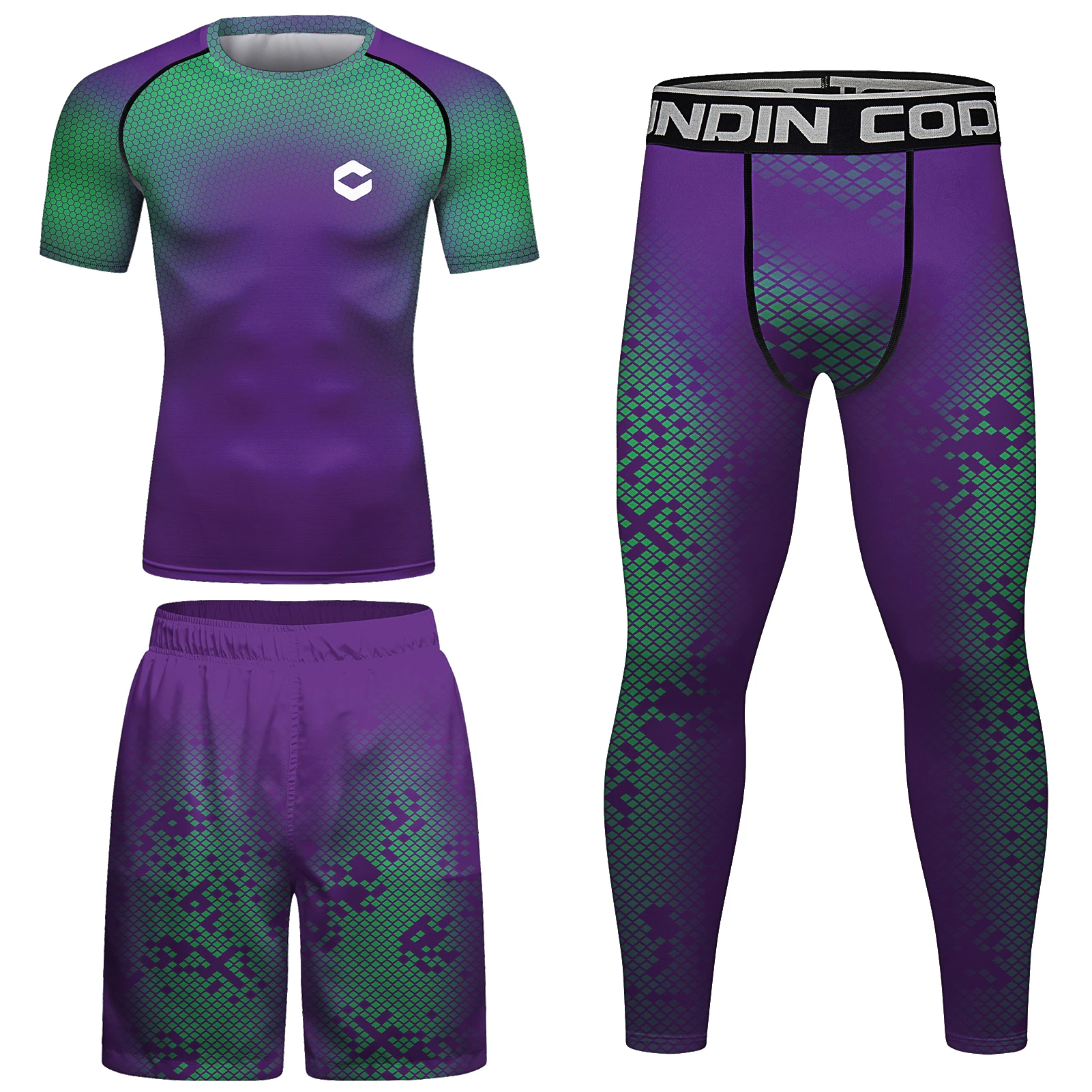 Cody Wholesale Top Sell Mma Rash Guard Custom Stylish Men's purple Compression Sportswear Bjj Rash Guard Running Sportsuits 2