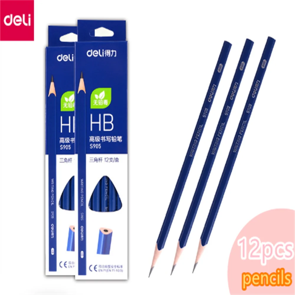 

DELI 12pcs/box Wooden Pencil HB Pencils Student Professional Exams Drawing Sketching Tools For Student Office Supplies Non-Toxic