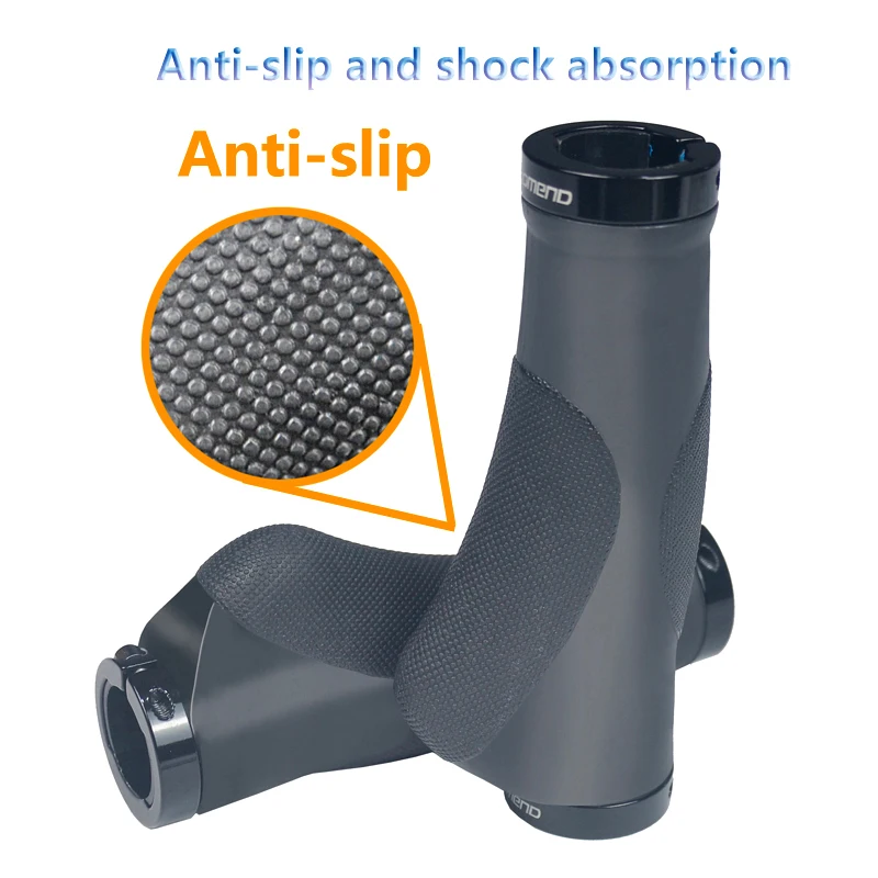 Non-Slip Soft Rubber Bicycle Handlebar Grips with Aluminum Locking Ends