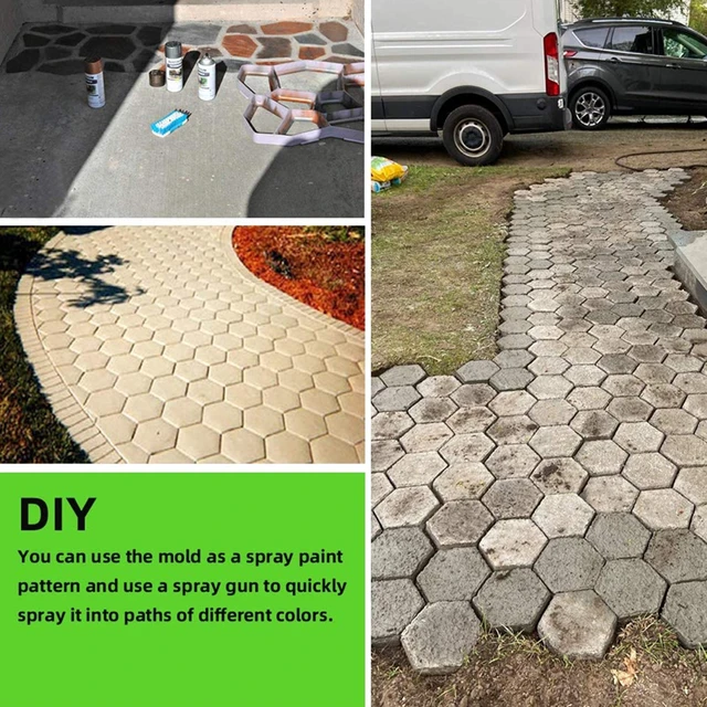 Újrafelhasználható Hexagon Walk Path Maker Beton Formák Ajándéktáblával Járó Burkolat Burkolatával Stepping Stone Mold Diy Terasz Szerszám - Image 4