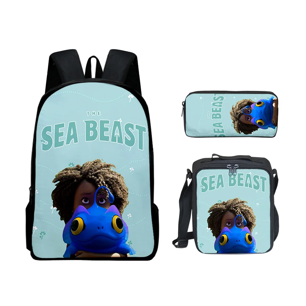 Creative Fashion Novelty the sea beast 3D Print 3pcs/Set pupil School Bags Laptop Daypack Backpack Lunch bag Pencil Case