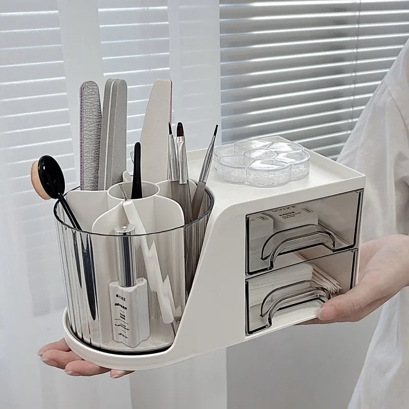 Nail Art Tools Storage Box Cotton Swab Container Nail Accessories Makeup Brush Organizer Box Nail Brush Pen Holder nails tool