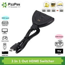 

PzzPss 4K HDMI Switcher 4K*2K 3D Mini 3 Port HDMI Switch 4K Switcher HDMI Splitter 3 in 1 out Port Hub for DVD HDTV Monitor PC