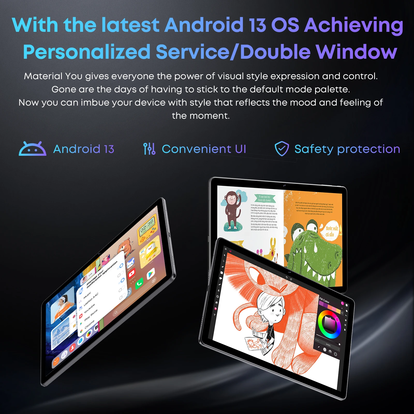 CHUWI Hi10X Pro Tablet Android 13, Unisoc T606 4GB RAM 128GB ROM Tablets，10.1" 1280x800 IPS Screen 7000MAH Battery,2.4G/5G Wifi 4