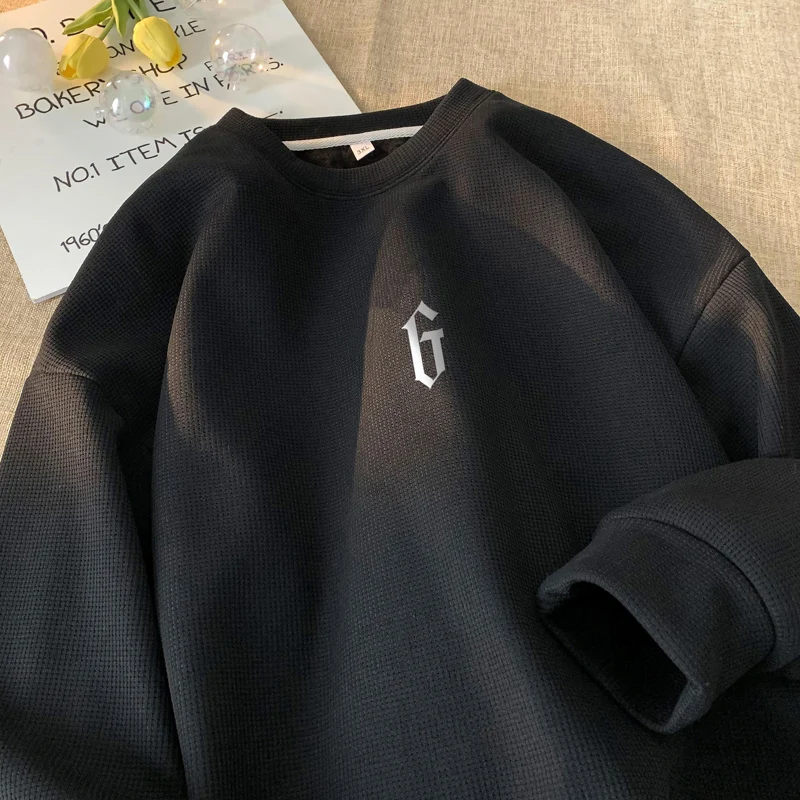 Autumn G Letter Print Sweatshirt For Men Harajuku Pullovers Korean Fashion Couple All-match Round Neck Tops Casual Unisex