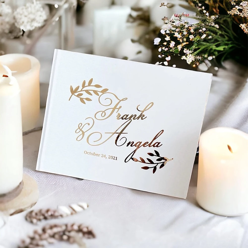 Personalized Wedding Guest Book Engagement Party White Guest Book Sign Photo Album Anniversary Gift Mr and Mrs Message Book