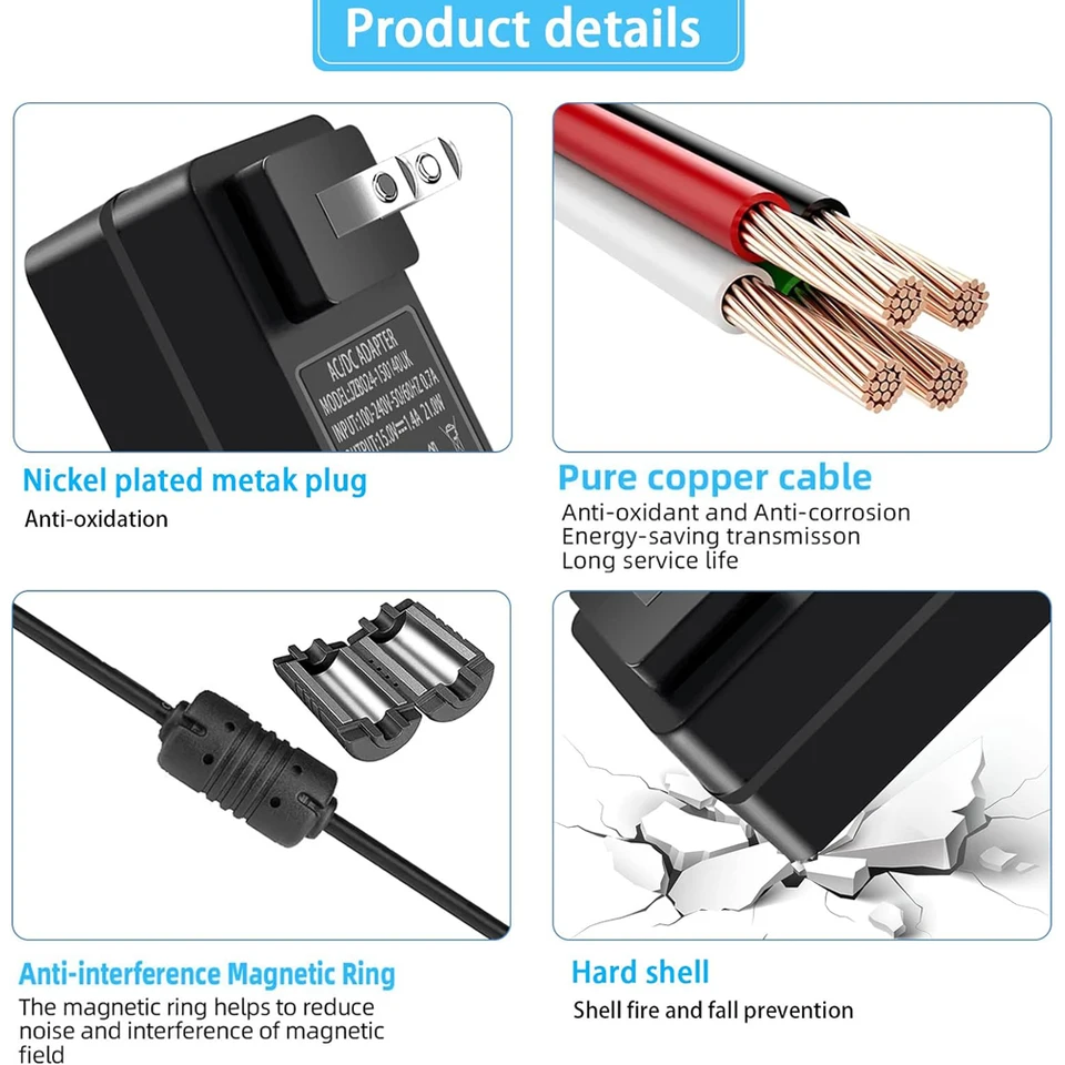 アダプター充電器ac,alexa Echo第1世代および第2世代,echo show 5第3