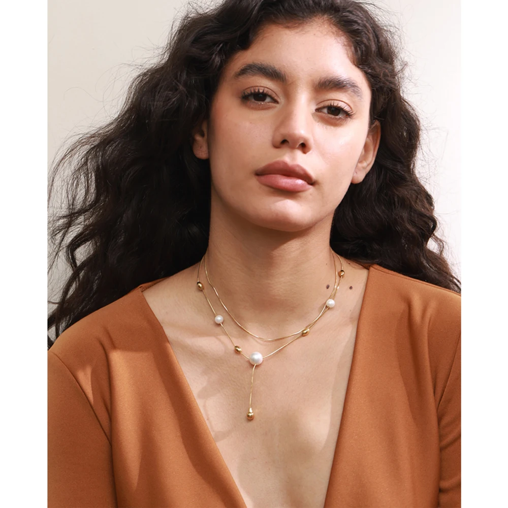 Yhpup Necklace Jason Flat Layered Chain Stylish Chic Handmade Jewelry