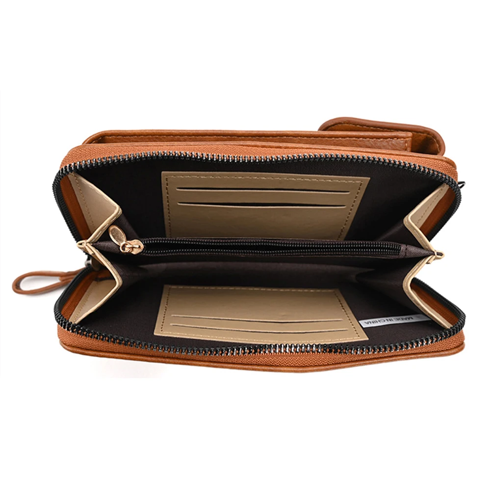 Women's Mini PU Leather Mobile Phone Clutch Bag Crossbody Bags Large Capacity Multi-Layer Ladies Purse Card Holder 2023 New