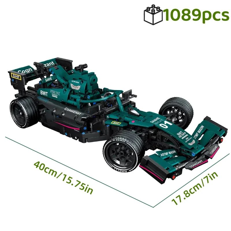 thumbnail image 1 of Nuevos bloques de construcción de coches de carreras de velocidad de ciudad de Fórmula 1 rojos técnicos MOC Bricks modelo de vehículo deportivo famoso juguete de ensamblaje regalo para niños, 1 of 5