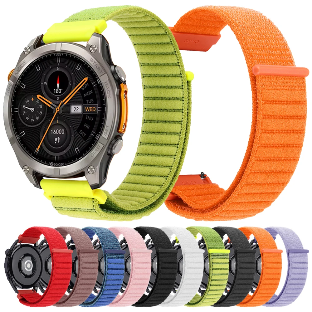Colorful Nylon Loop Watch Strap - 22mm Adjustable Wristband Accessory