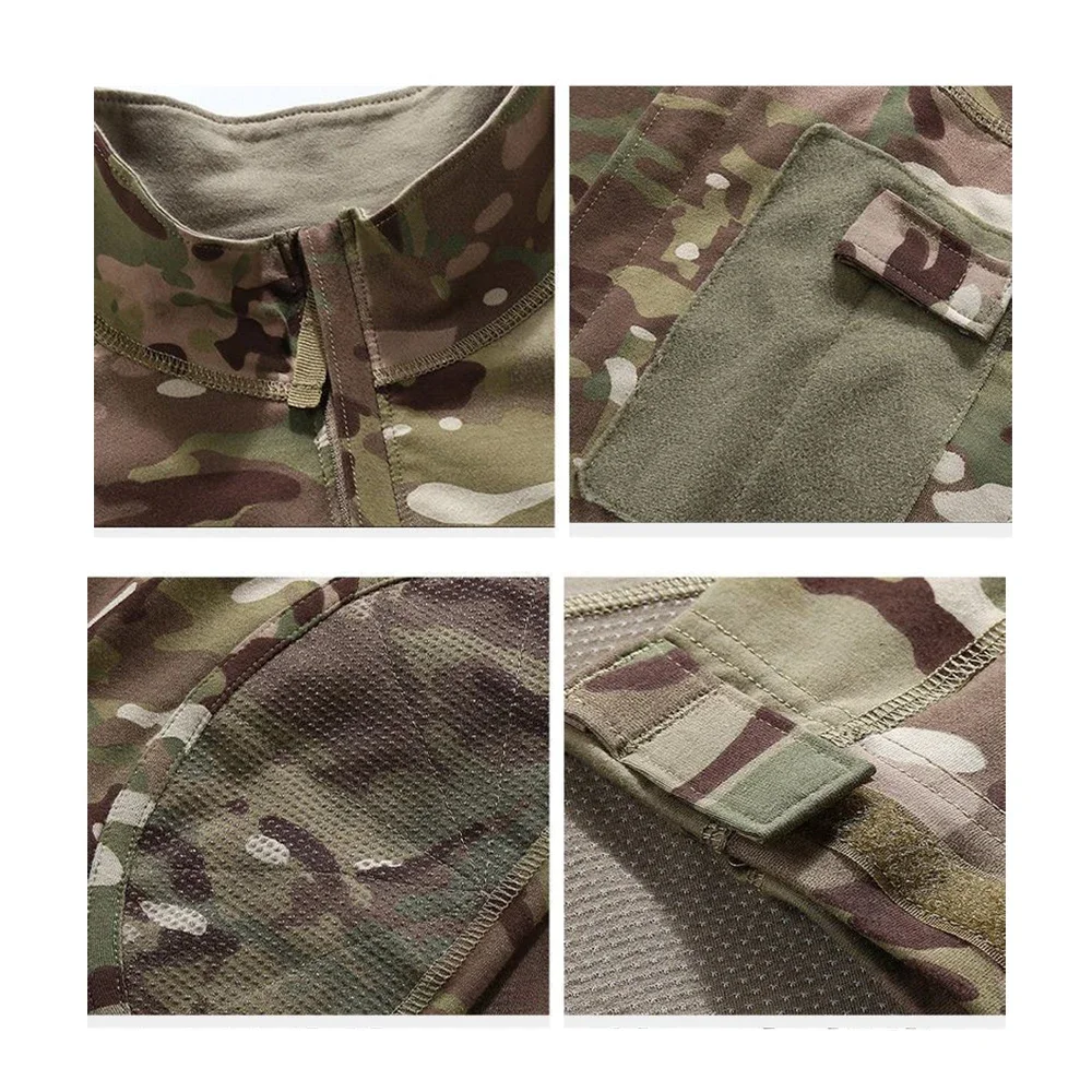 Tactical Suits Combat Shirts Milita Uniform Swat Tshirt Outfit Tatico Tops Airsoft Multicam Camo Hunting Pants Men Clothing 6