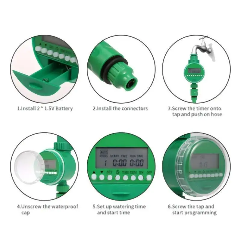 Automatic Garden Irrigation Timer LCD Display Waterproof Programmable Watering C