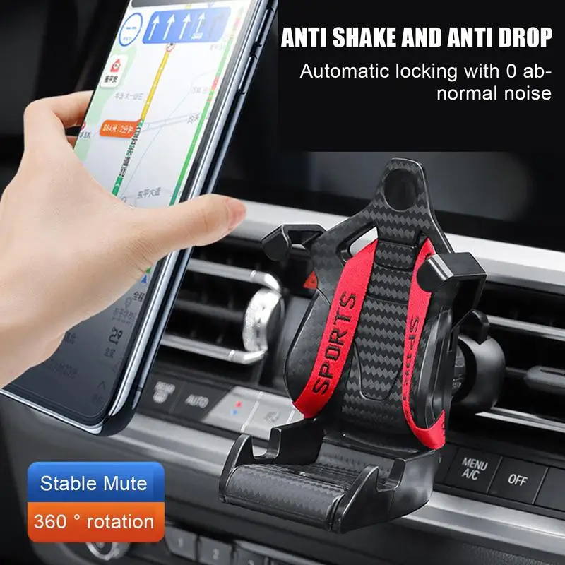 Racing Seat shape Car Phone Holder auto Air Vent mobile phone Clip 360 degree rotatable car cellphone rack for car interior