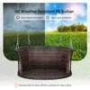 2.4 FT 1-Person Use Round Rattan Porch Swing Outdoor Support 440 LBS with Cushions & Adjustable Chains, Patio Wicker Swing 4