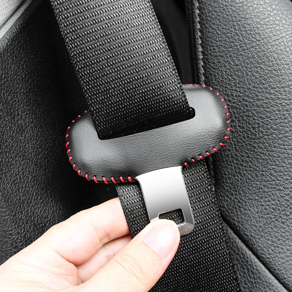 Universal Car Seat Belt Buckle Clip Protector leather Interior Button ...