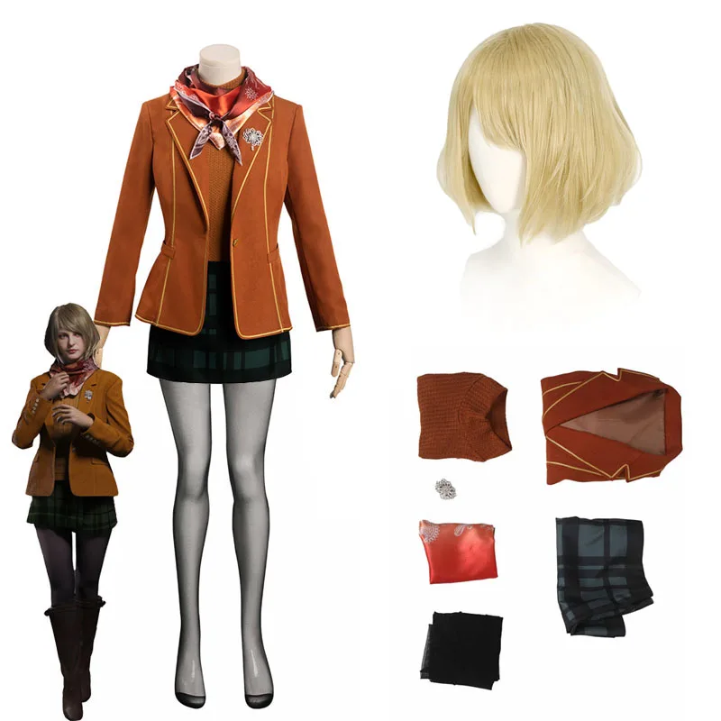 thumbnail image 2 of Disfraz de Ashley Graham para mujer y niña, traje de Cosplay, abrigo, falda, disfraz de Halloween, remake de Evil 4, para fiesta de carnaval, 2 of 5