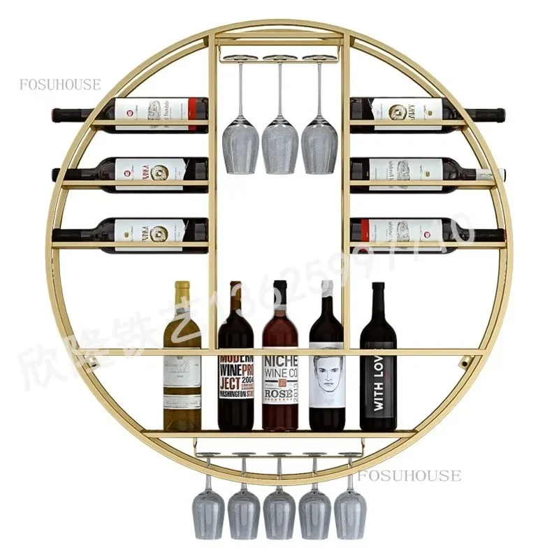 Luxury Bar Wine Display Rack Cabinets Wall Mounted Rack Iron Cabinet Kitchen Hanging Organizer Weinregal Household Products