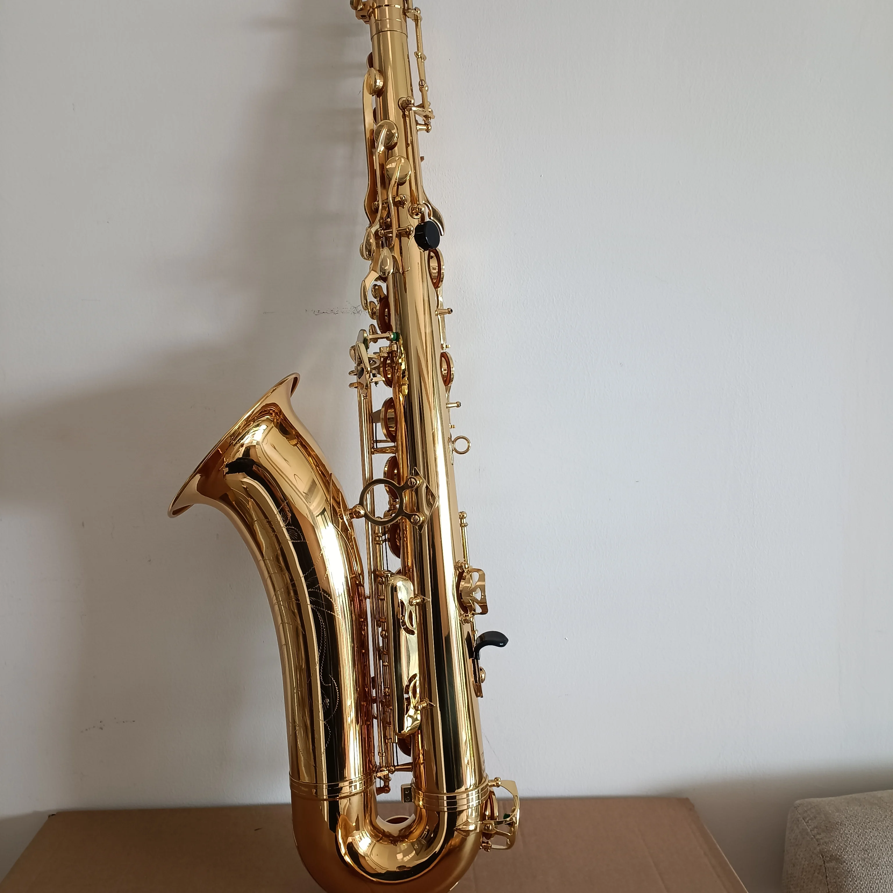 YTS-875 Golden color Tenor saxophone Deep carved Flowers with case