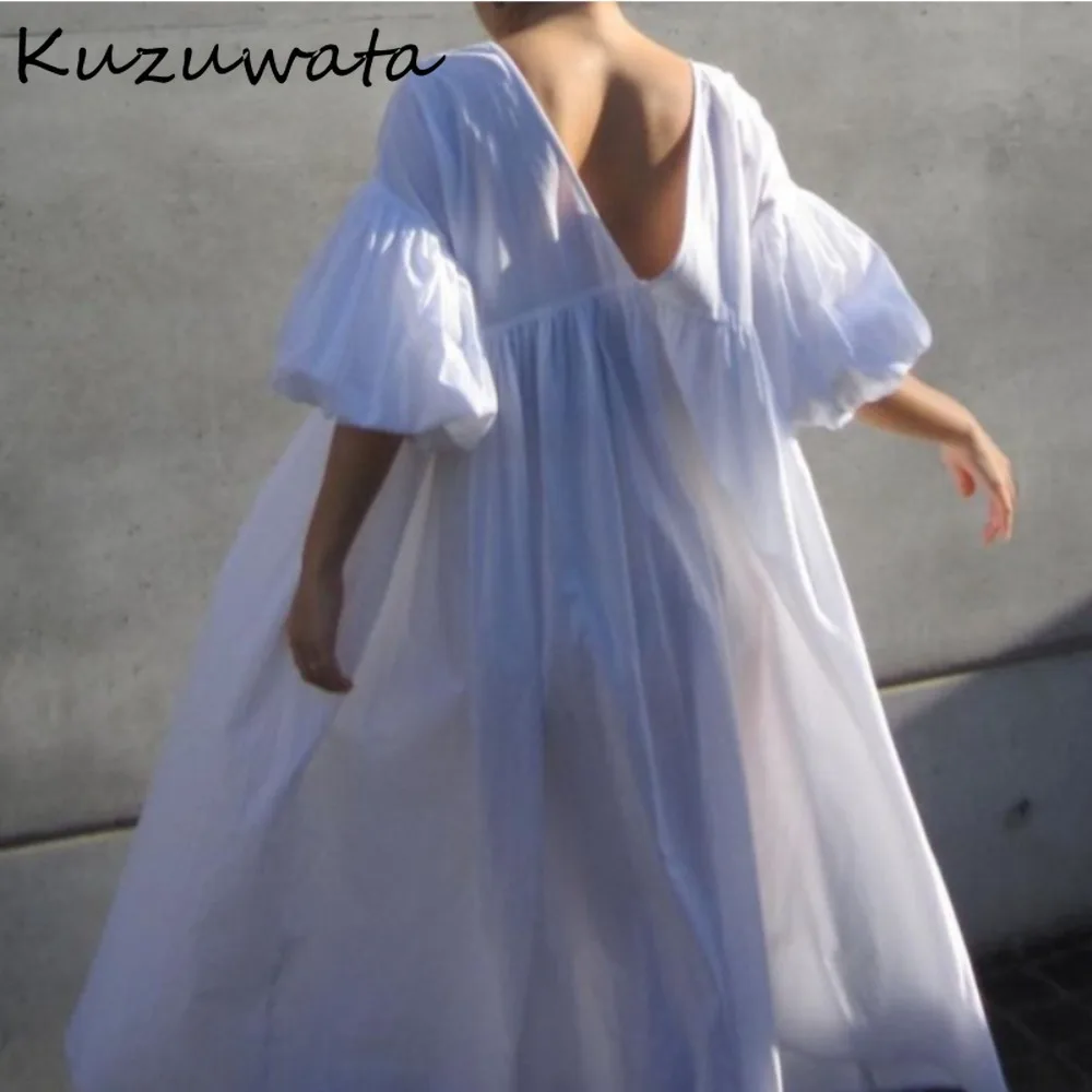 美品フラメンコ ドレス Vネック フレアスリーブ Kuzuwata-vネックフレアスリーブカジュアルドレス、ルーズ