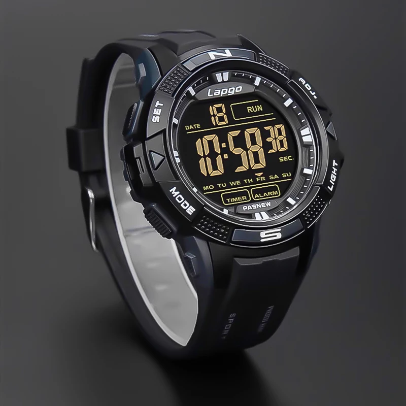 Waterproof Digital Watches Man Blue Blacklight Casual Sport Hand Clock Boy Fashion Waterproof Electronic Wristwatches Male Black