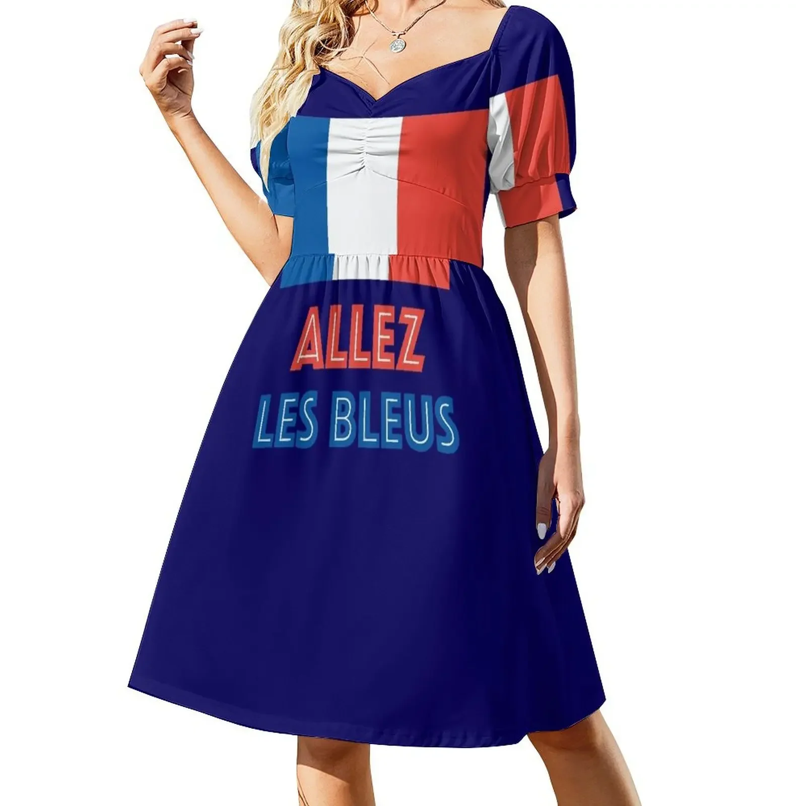 thumbnail image 1 of Vestido sin mangas de la selección francesa de fútbol Allez Les Bleus, vestidos de verano para mujer, ropa de mujer coreana, vestido elegante., 1 of 7