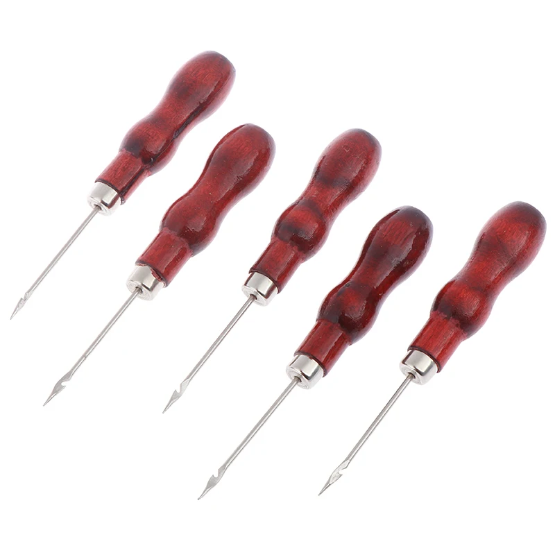 5 Pcs Red Leather Craft Awl Hand Sewing Tool Leather Shoes Repair Hook Awl Puncher Positioning Drilling Tool